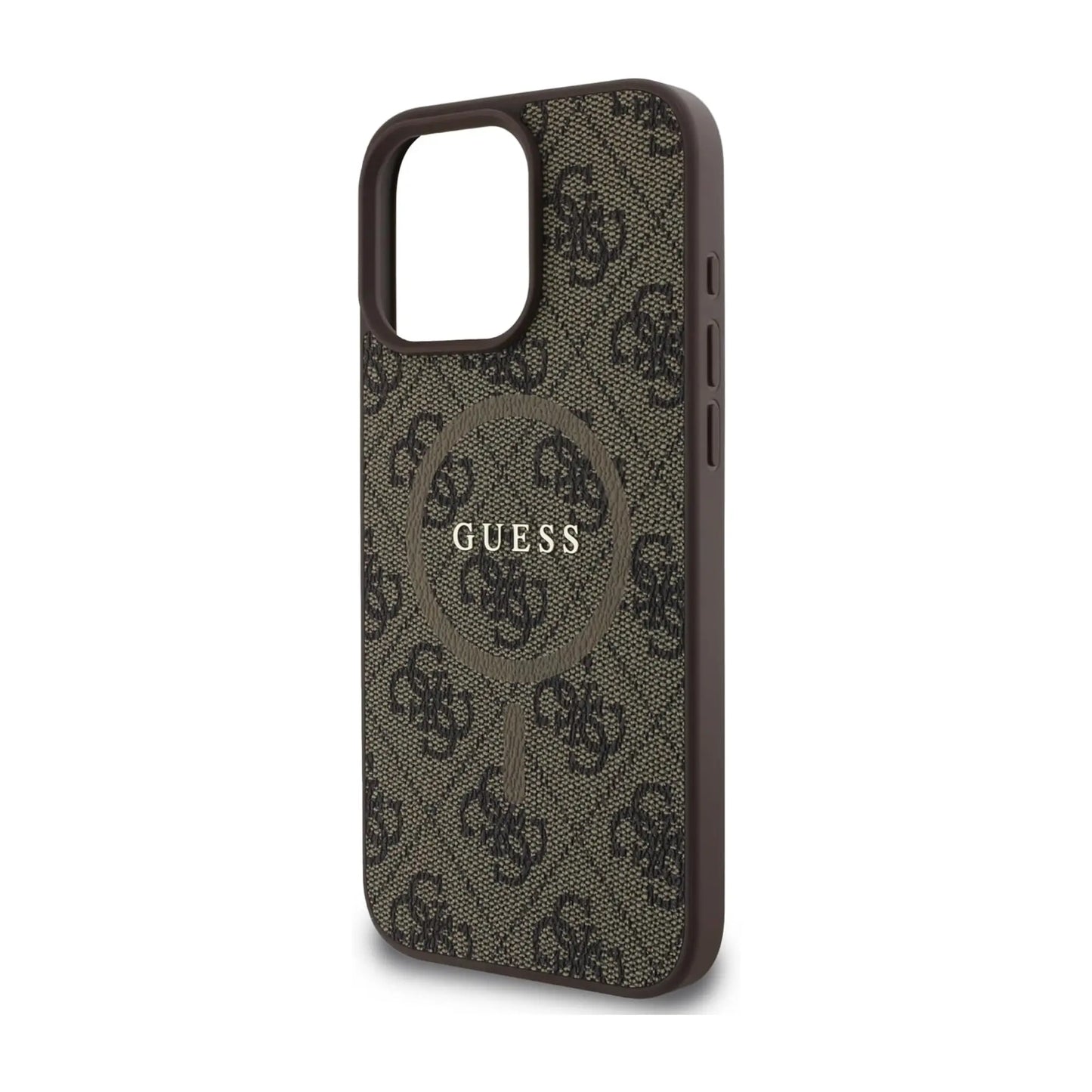 Guess 4G Ring Classic Logo Hülle Braun für Magsafe – iPhone 16 Pro