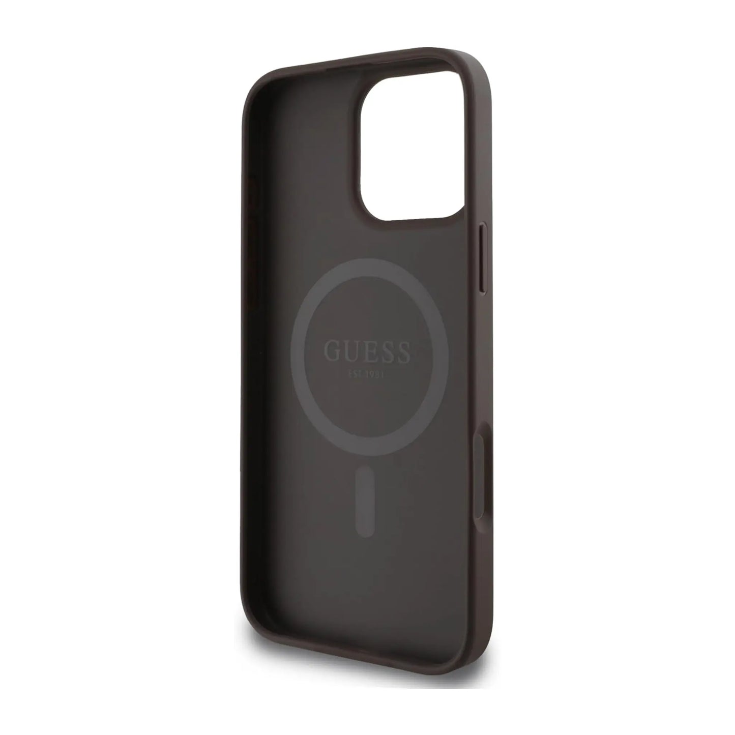 Guess 4G Ring Classic Logo Hülle Braun für Magsafe – iPhone 16 Pro