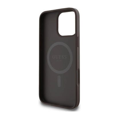 Guess 4G Ring Classic Logo Hülle Braun für Magsafe – iPhone 16 Pro