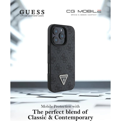 Guess 4G Strass Hülle mit Dreieckslogo – iPhone 16 Pro Max, Schwarz