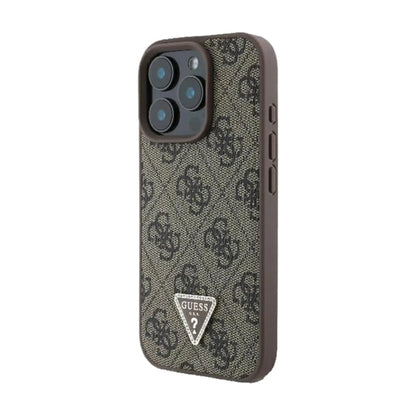 Guess Hülle 4G Strass Triangle Metal Logo Braun – iPhone 16 Pro Max