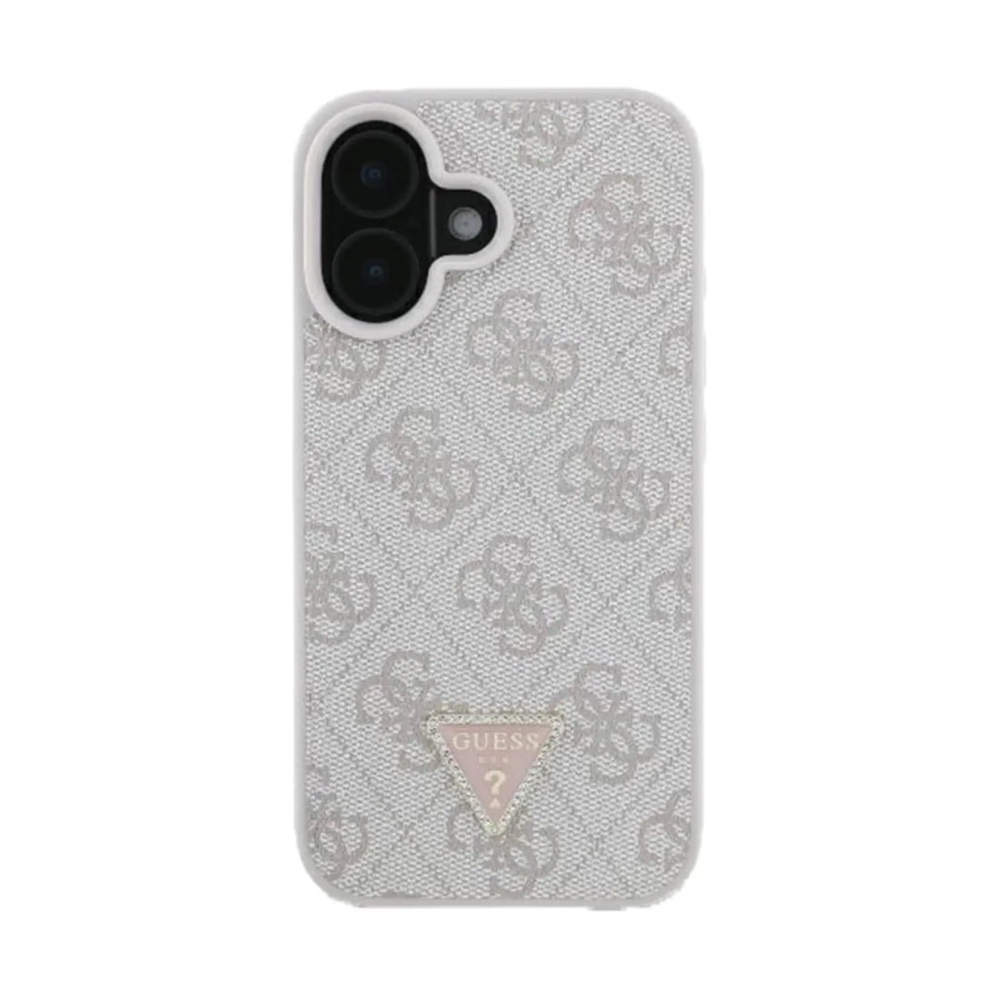 Guess Hülle 4G Strass Triangle Metal Logo Rosa – iPhone 16