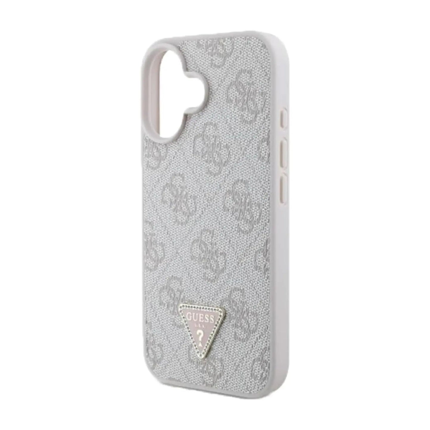 Guess Hülle 4G Strass Triangle Metal Logo Rosa – iPhone 16