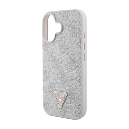 Guess Hülle 4G Strass Triangle Metal Logo Rosa – iPhone 16
