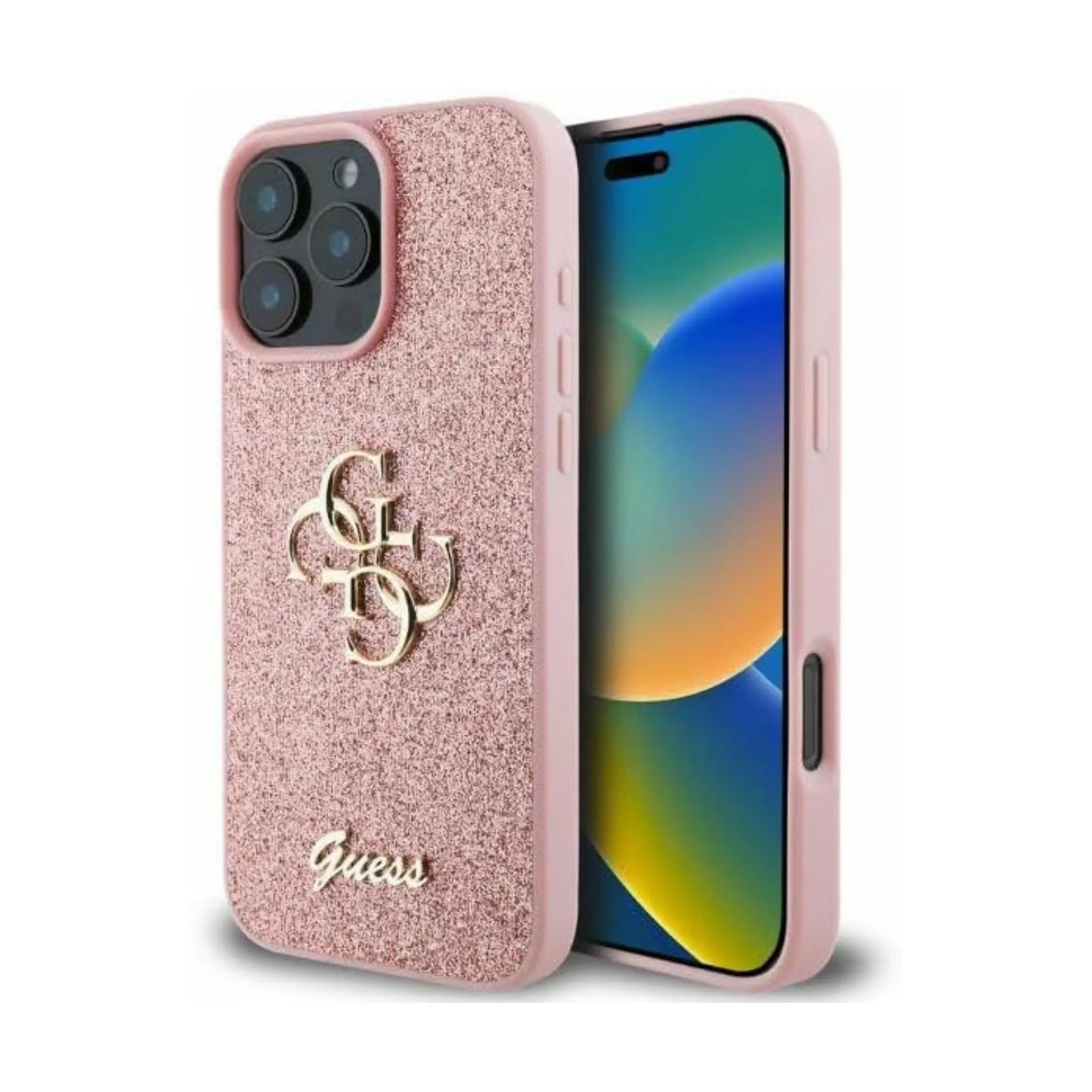 Guess Hülle GUHCP16XHG4SGP Fixed Glitter Big 4G Rosa – iPhone 16 Pro Max