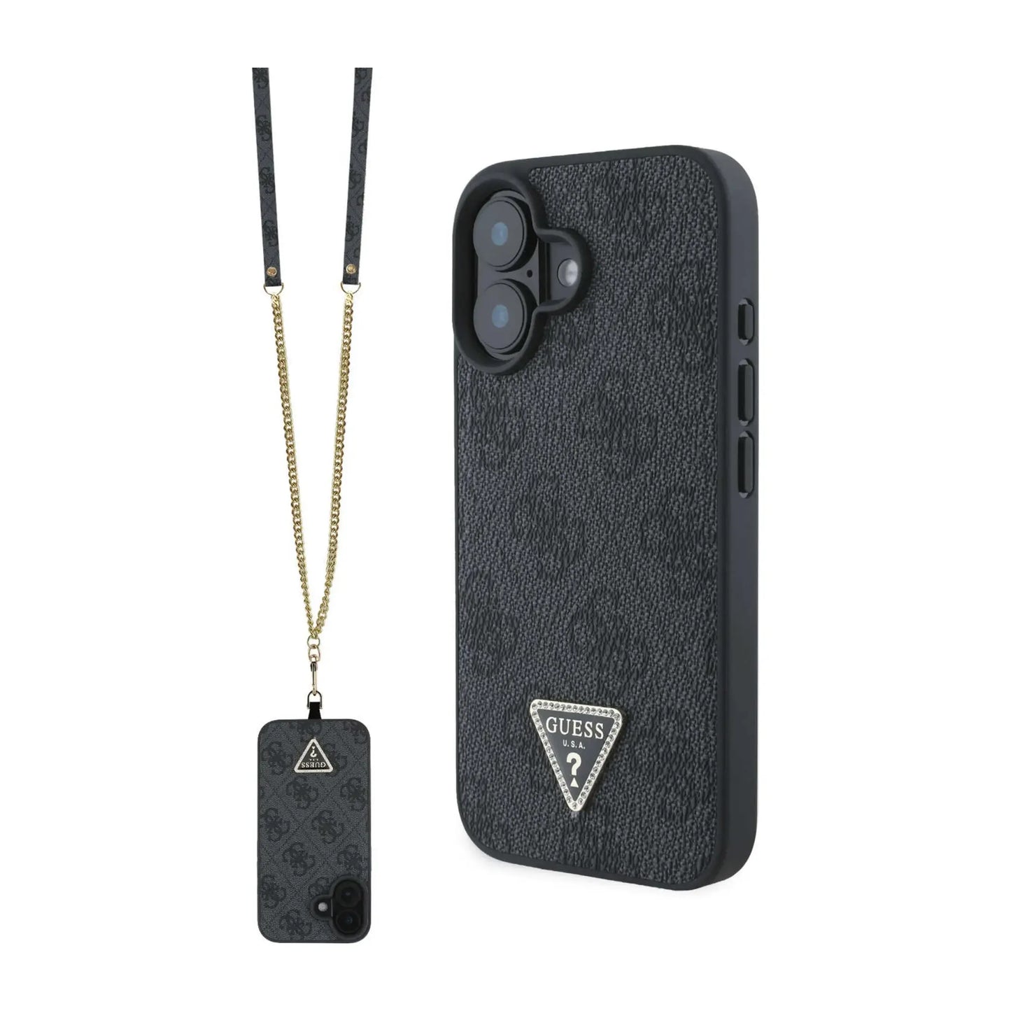 Guess Hülle 4G Strass Dreieck Schwarz - iPhone 16
