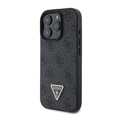 Guess 4G Strass Hülle mit Gurt – iPhone 16 Pro, Schwarz