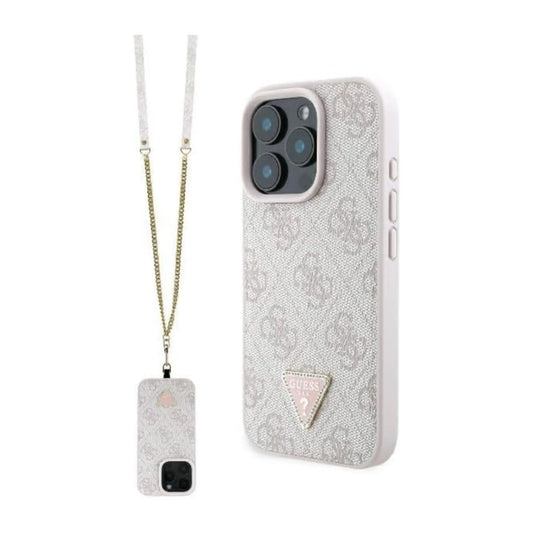 Guess 4G Crossbody Hülle mit Logo – iPhone 16 Pro Max, Rosa