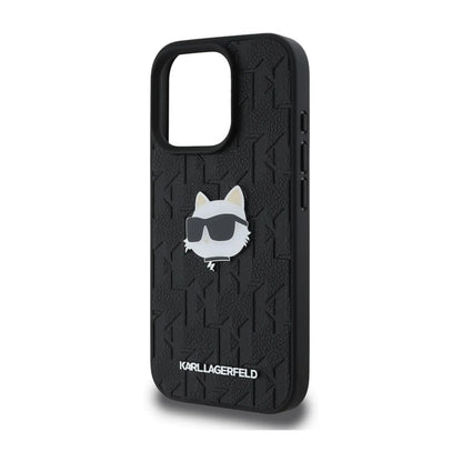 Karl Lagerfeld Choupette Head Hardcase mit Monogramm – iPhone 16 Pro Max, Schwarz