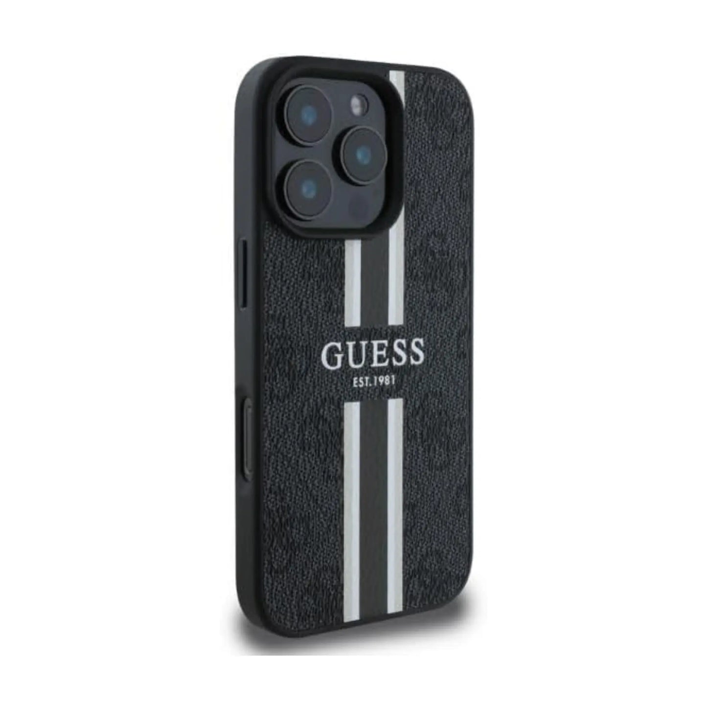 Guess 4G Printed Stripes Schwarz MagSafe - iPhone 16 Pro Hülle