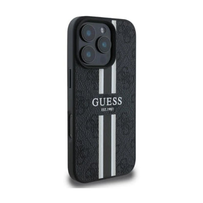 Guess 4G Printed Stripes Schwarz MagSafe - iPhone 16 Pro Hülle