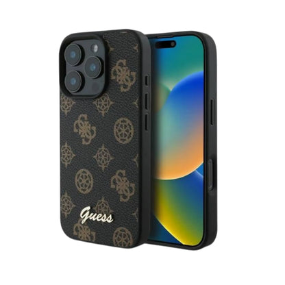 Guess Peony Script Hülle Schwarz für Magsafe – iPhone 16 Pro Max