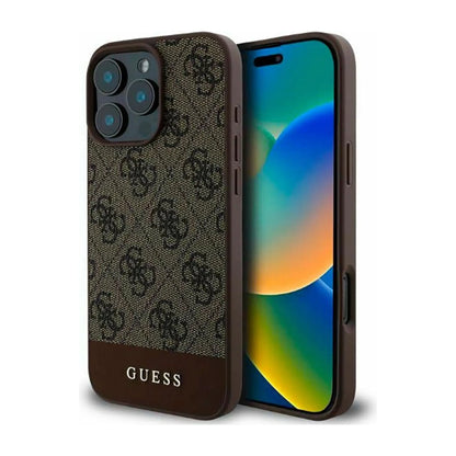 Guess Hülle Hardcase 4G Bottom Stripe Braun – iPhone 16 Pro Max