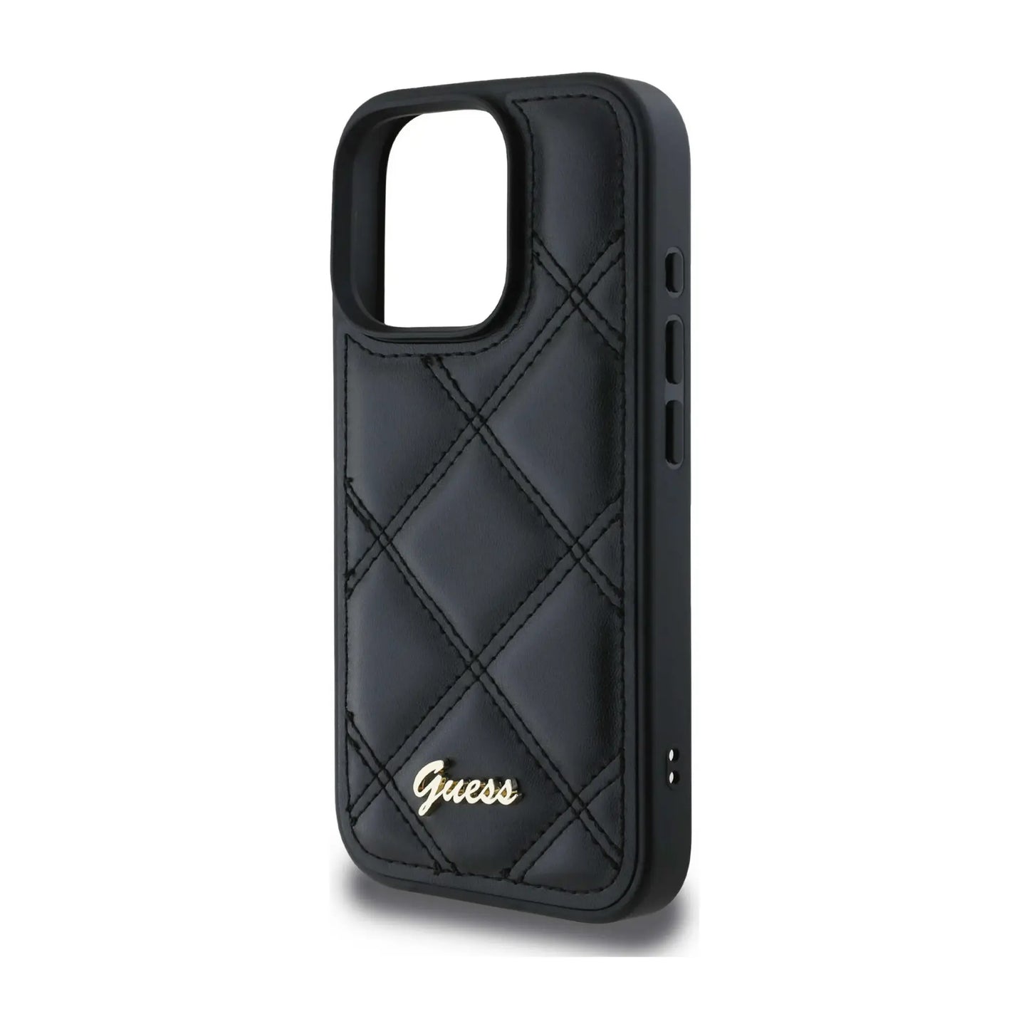 Guess Gestepptes Kunstleder Case – iPhone 16 Pro Max, Schwarz