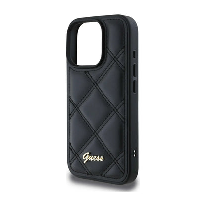 Guess Gestepptes Kunstleder Case – iPhone 16 Pro Max, Schwarz