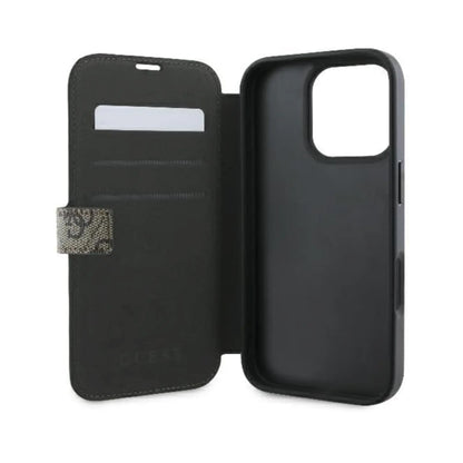 Guess Klapphülle 4G Metal Logo für iPhone 16 Pro Max - Braun