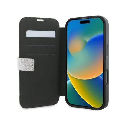 Guess Klapphülle 4G Metal Logo für iPhone 16 Pro - Rosa/Gold