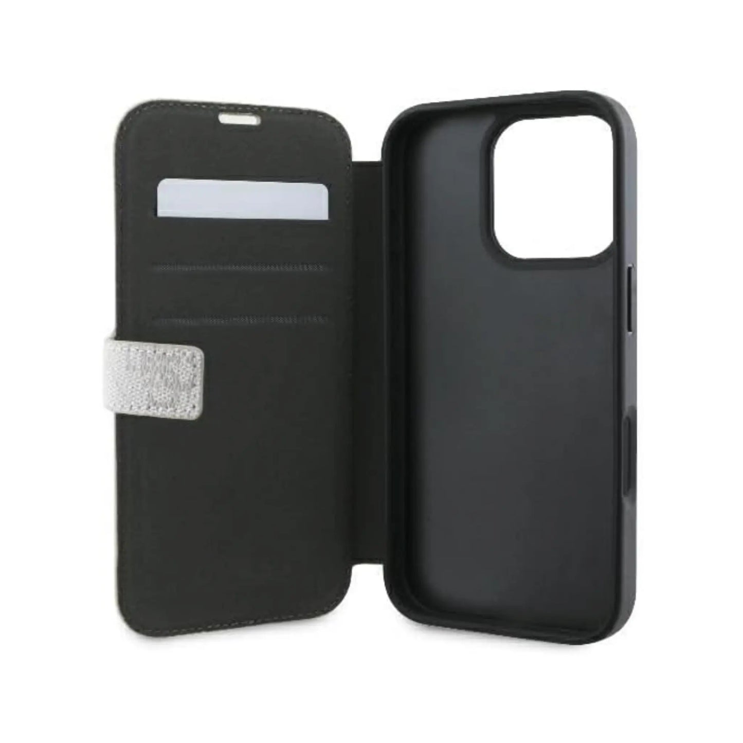 Guess Klapphülle 4G Metal Logo für iPhone 16 Pro - Rosa/Gold