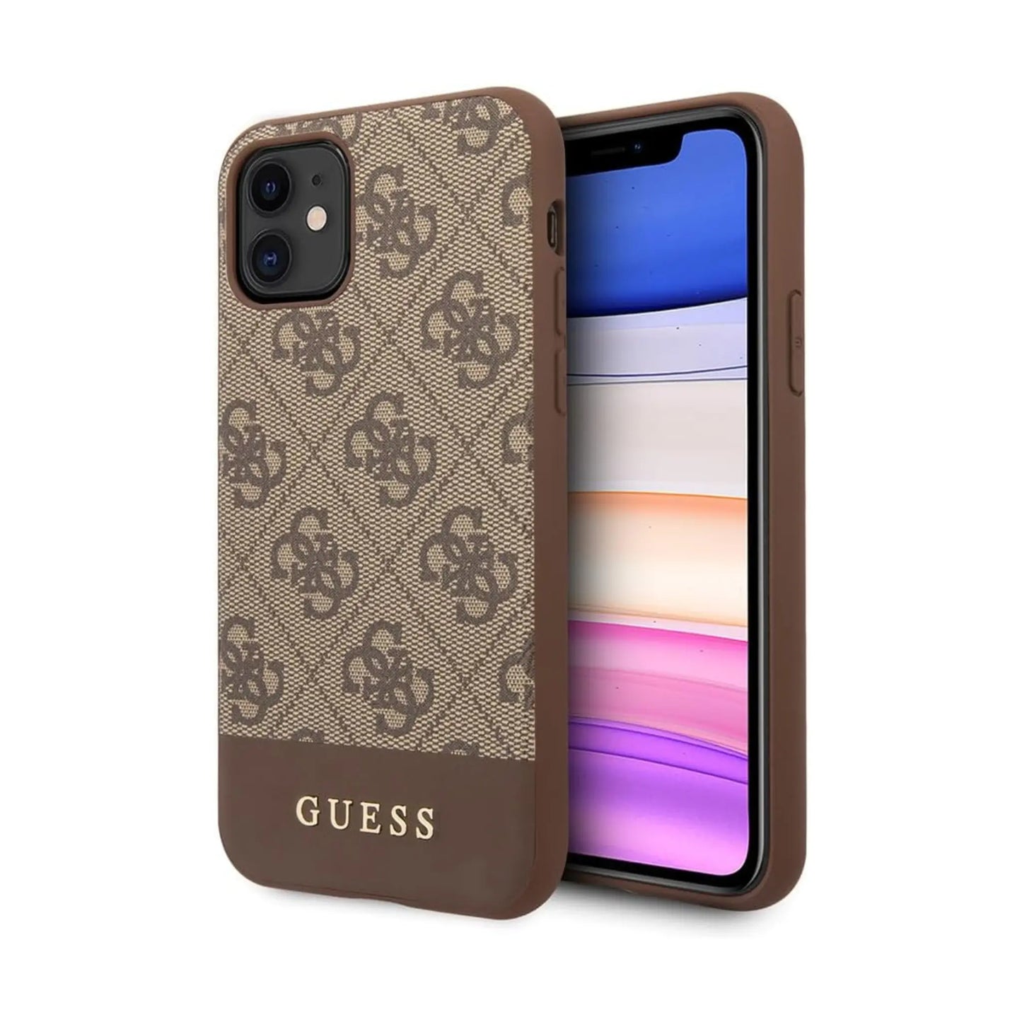 Guess Hülle 4G Bottom Stripe Collection Braun - iPhone 11