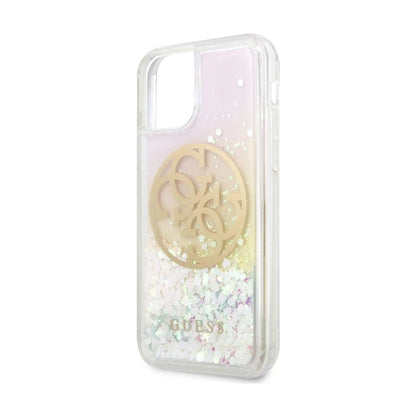 Guess GUHCN58LGIRGP Hülle Liquid Glitter Farbverlauf Rundlogo - iPhone 11 Pro