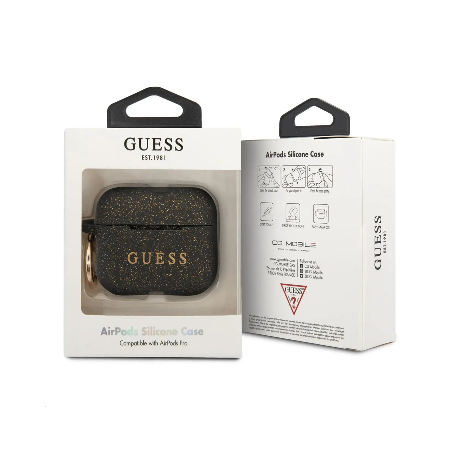 Guess Hülle GUAPSILGBK Silicone Case Schwarz – Für AirPods Pro