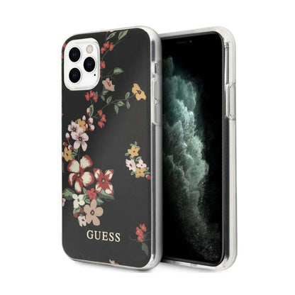 Guess Hülle Flower Shiny Collection N4 Schwarz - iPhone 11 Pro Max