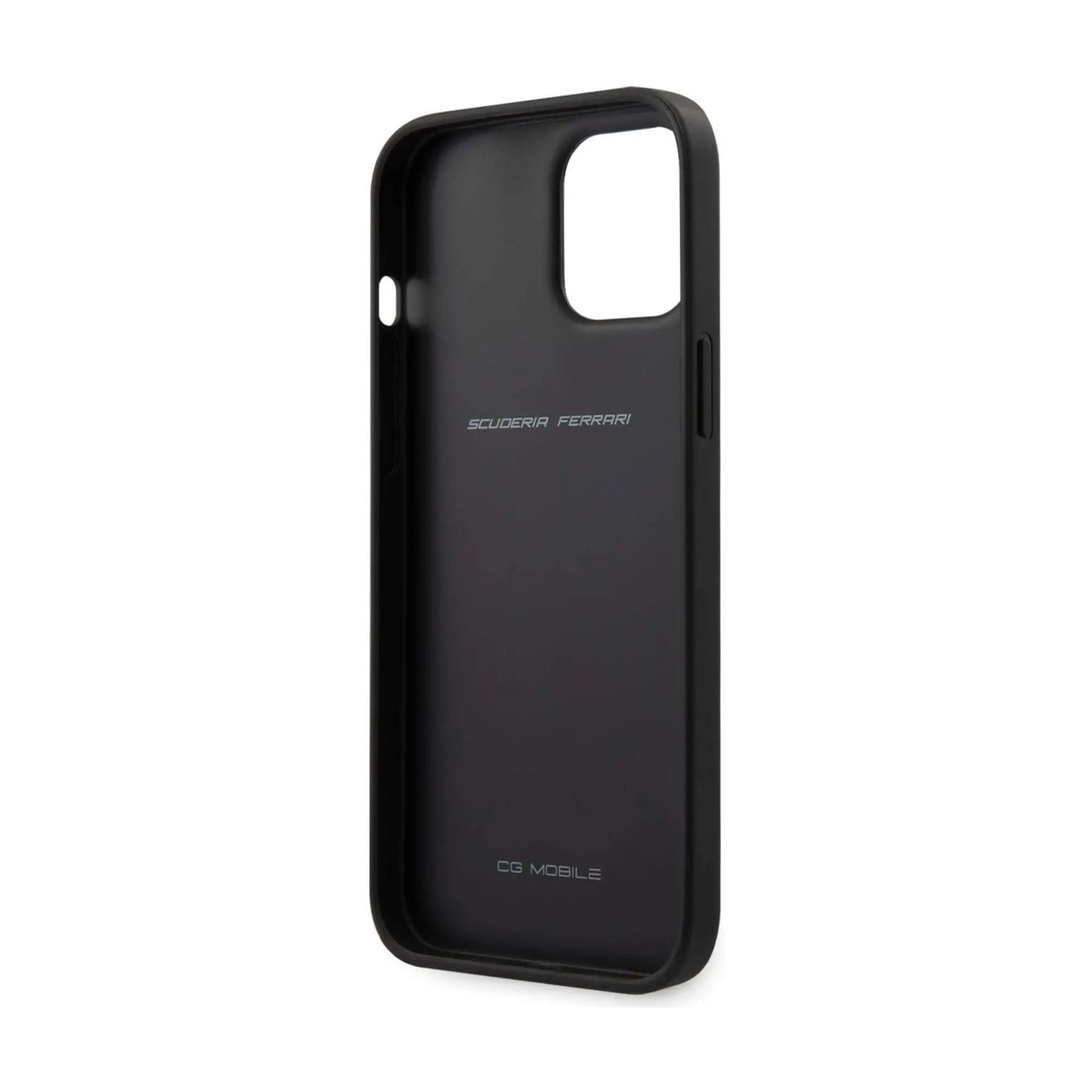 Ferrari FEOMSHCP12LBK Off Track Leder-Nylon Case, Schwarz – iPhone 12 Pro Max