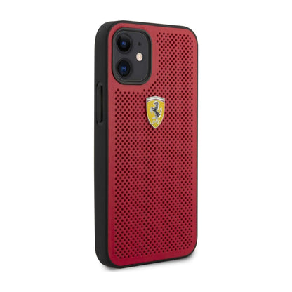 Ferrari FESPEHCP12SRE On Track Perforated Case, Rot – iPhone 12 mini