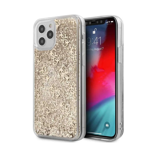 Guess iPhone 12 Pro Max Hülle, Gold – 4G Liquid Glitter