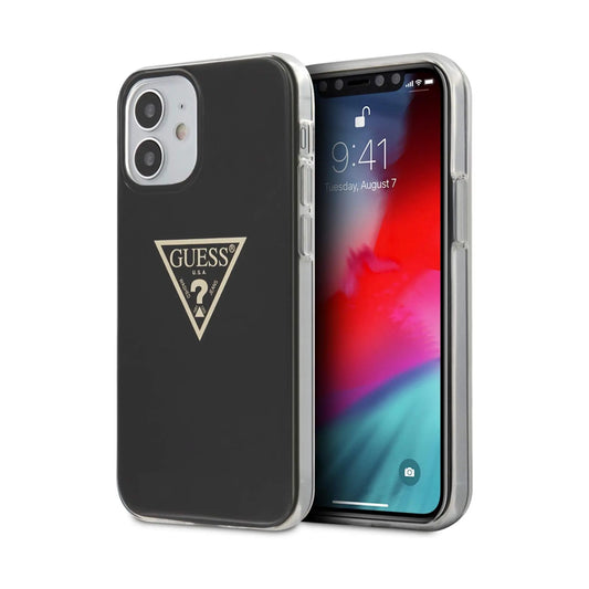 Guess iPhone 12 Mini Hülle, Schwarz – Metallic Triangle
