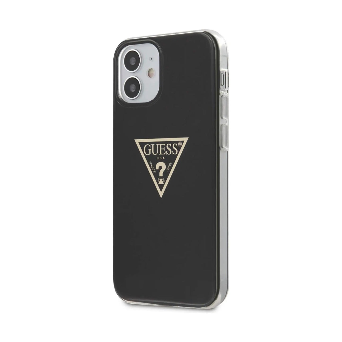 Guess iPhone 12 Mini Hülle, Schwarz – Metallic Triangle