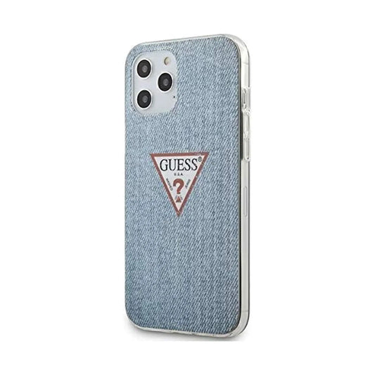Guess iPhone 12 Pro Max Hülle, Blau – Denim Triangle Lt