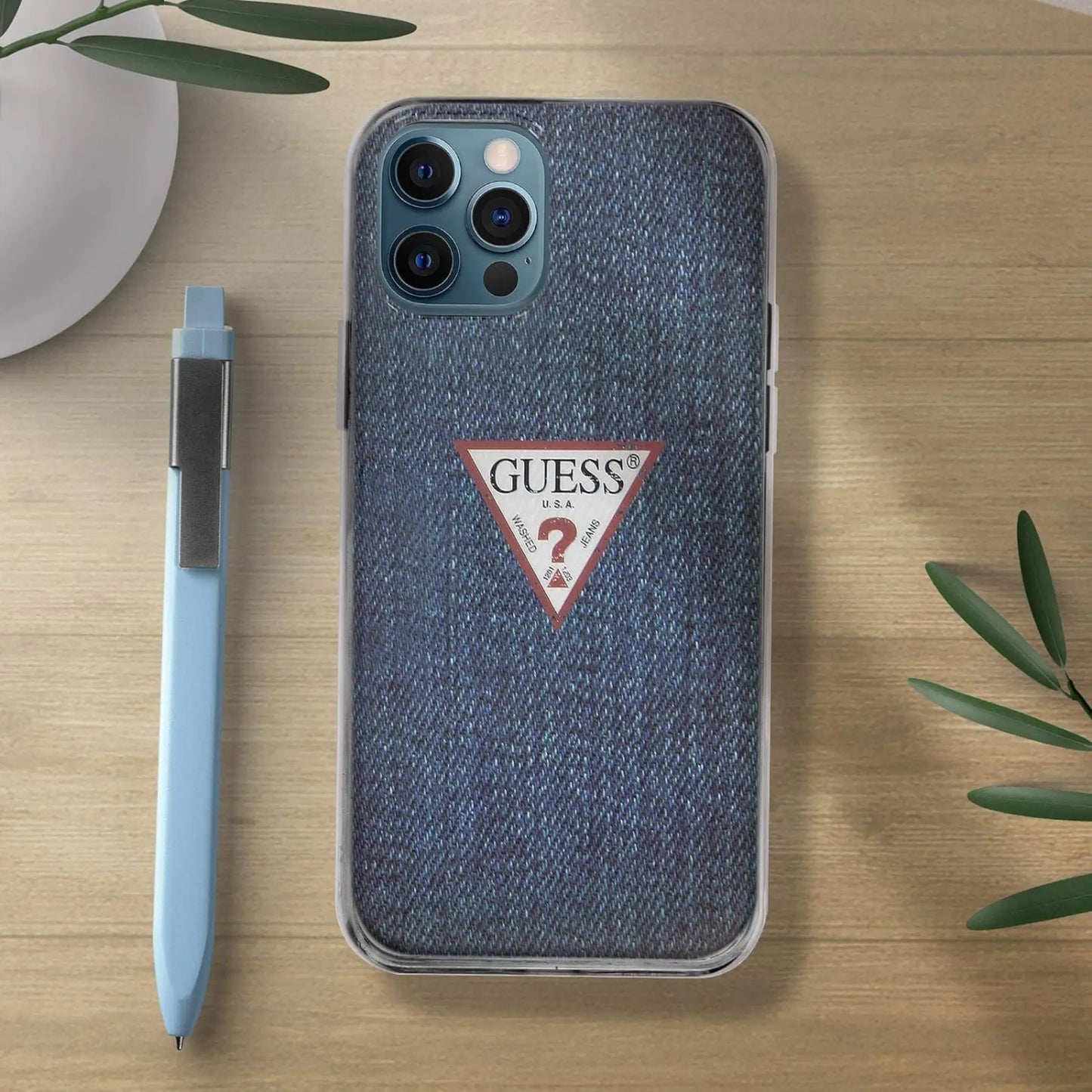 Guess Hülle Denim Triangle DK Marineblau - iPhone 12 Pro Max