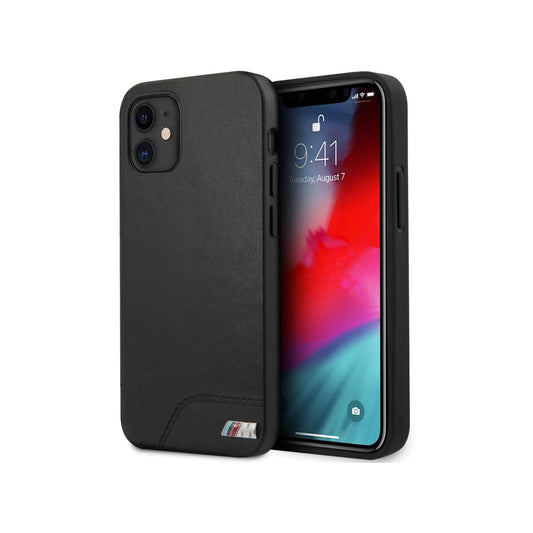 BMW iPhone 12 Mini Hülle, Schwarz – Glattes Kunstleder