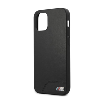 BMW iPhone 12 Mini Hülle, Schwarz – Glattes Kunstleder