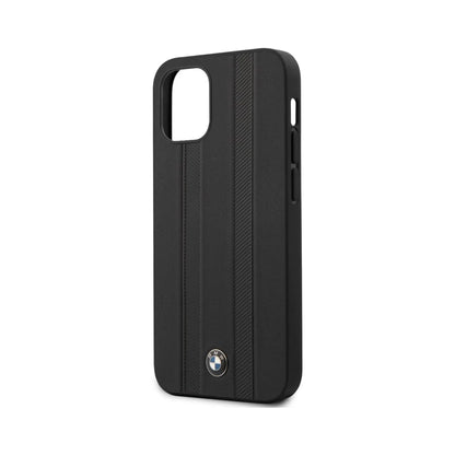 BMW iPhone 12 Mini Hülle, Schwarz – Echtleder Signature Tire Marks Hardcase