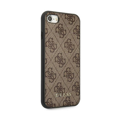 Guess Hülle 4G Metal Gold Logo Braun - iPhone SE 2022 / SE 2020 / 8 / 7