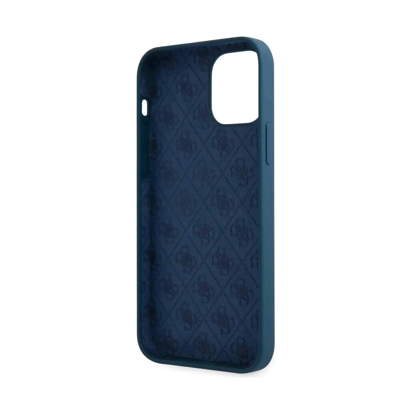Guess GUHCP12LLSLMGBL Hülle Metall Logo Schrift Blau - iPhone 12 Pro Max