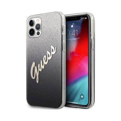 Guess Hülle Glitter Gradient Script Schwarz - iPhone 12 Pro Max