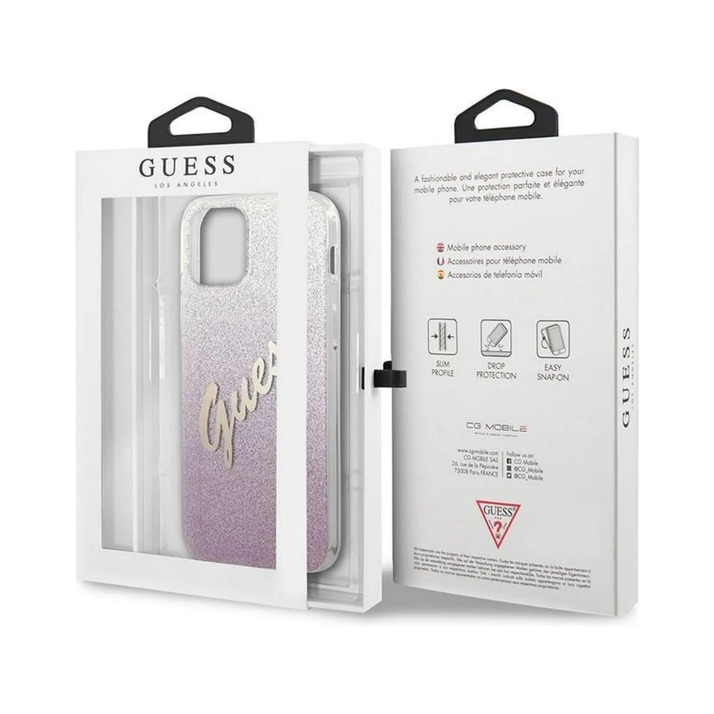 Guess iPhone 12 Mini Hülle, Pink – Glitter Gradient Script
