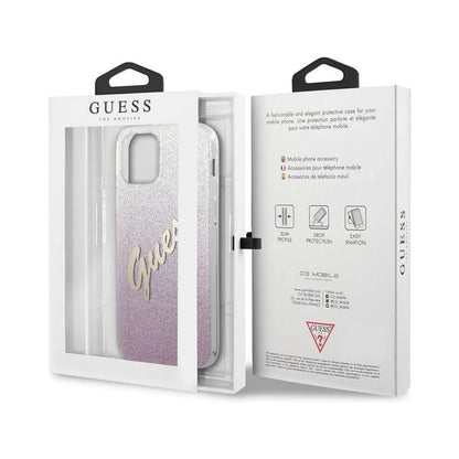 Guess iPhone 12 Mini Hülle, Pink – Glitter Gradient Script