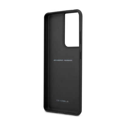 Ferrari FEOSIHCS21LRE Off Track Leder-Nylon Case, Rot – Galaxy S21 Ultra
