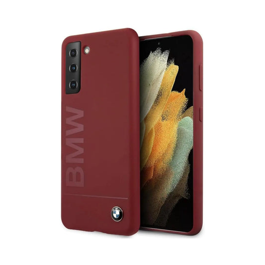 BMW Galaxy S21 Hülle BMHCS21SSLBLRE, Rot – Silikon Signature Logo