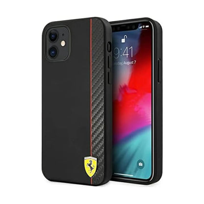 Ferrari FESAXHCP12SBK On Track Carbon Stripe Case, Schwarz – iPhone 12 mini