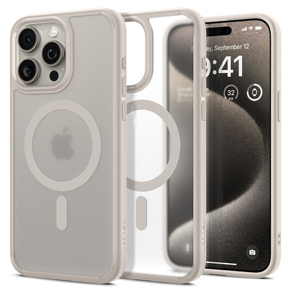 Spigen Ultra Hybrid MagSafe, frost natural titanium - iPhone 15 Pro Max