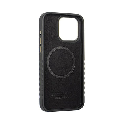 Audi Echtleder MagSafe Case, Schwarz/Rot – iPhone 15 Pro Max