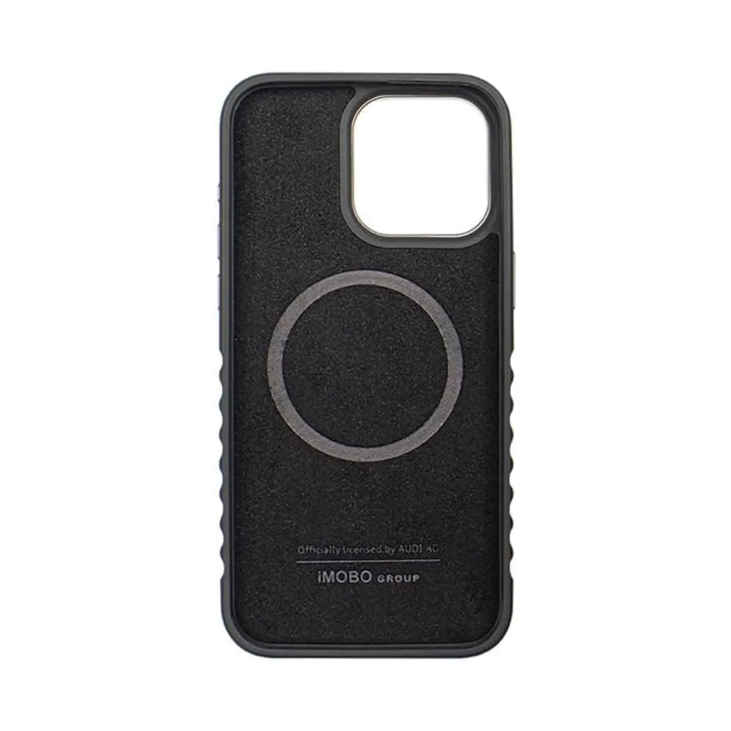 Audi Echtleder MagSafe Case, Schwarz/Rot – iPhone 15 Pro Max