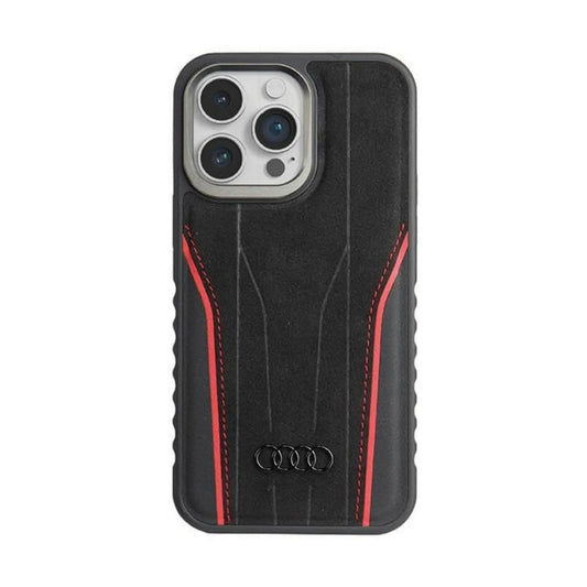 Audi AU-TPUPCMIP14PM-R8/D3-RD Genuine Leather MagSafe Case, Rot – iPhone 14 Pro Max