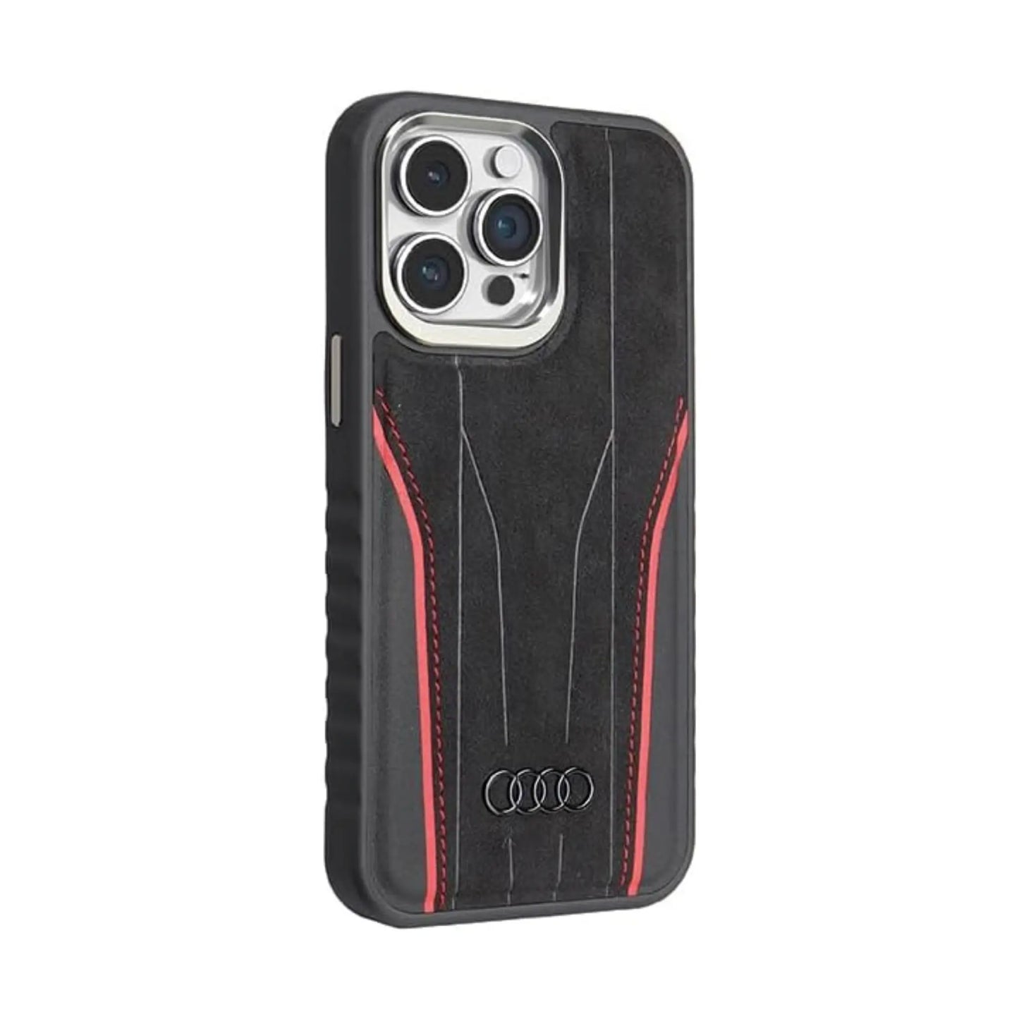 Audi AU-TPUPCMIP14PM-R8/D3-RD Genuine Leather MagSafe Case, Rot – iPhone 14 Pro Max