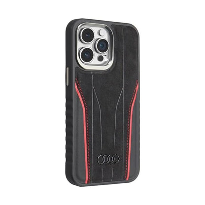 Audi AU-TPUPCMIP14PM-R8/D3-RD Genuine Leather MagSafe Case, Rot – iPhone 14 Pro Max